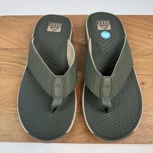 New Mens Reef The Deckhand Green Casual Slip On Sandals Thong Flip Flops Sz 13 D